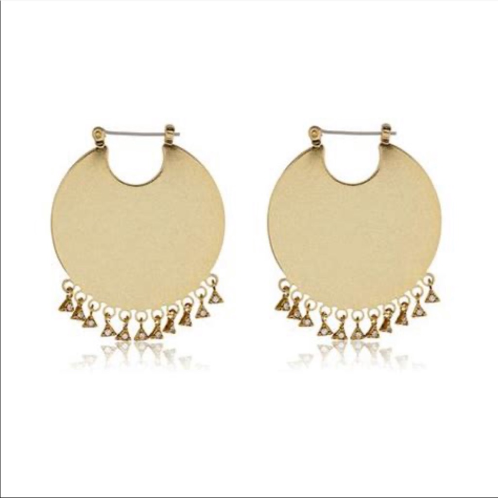 Luv Aj Dangle Disc Statement Hoops - Gold (Nwot)